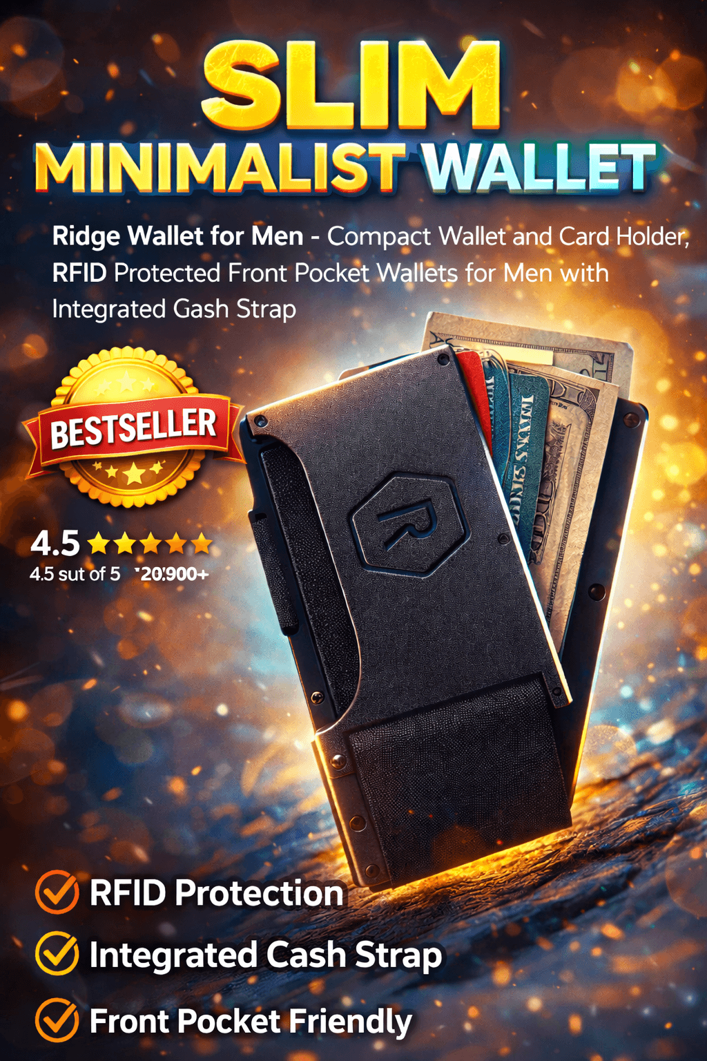 Metal minimalist wallet with cards