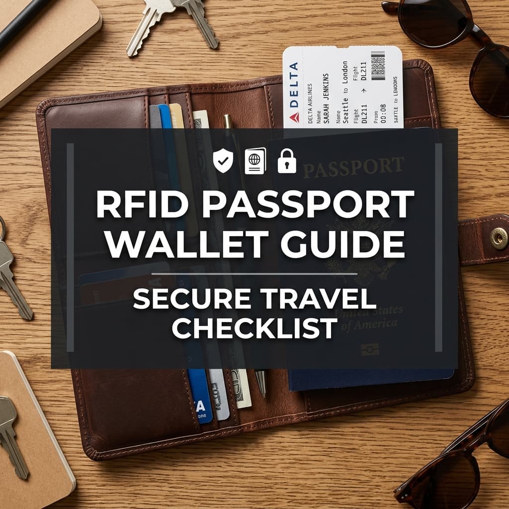 Passport, boarding pass, and wallet on a travel table